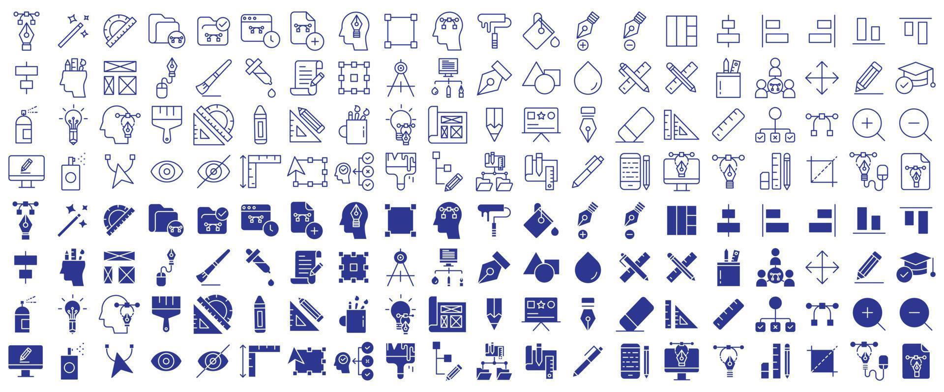 Collection of icons related to Graphic and design tool, including icons like Vector, Pen, Web design, shape and more. vector illustrations, Pixel Perfect