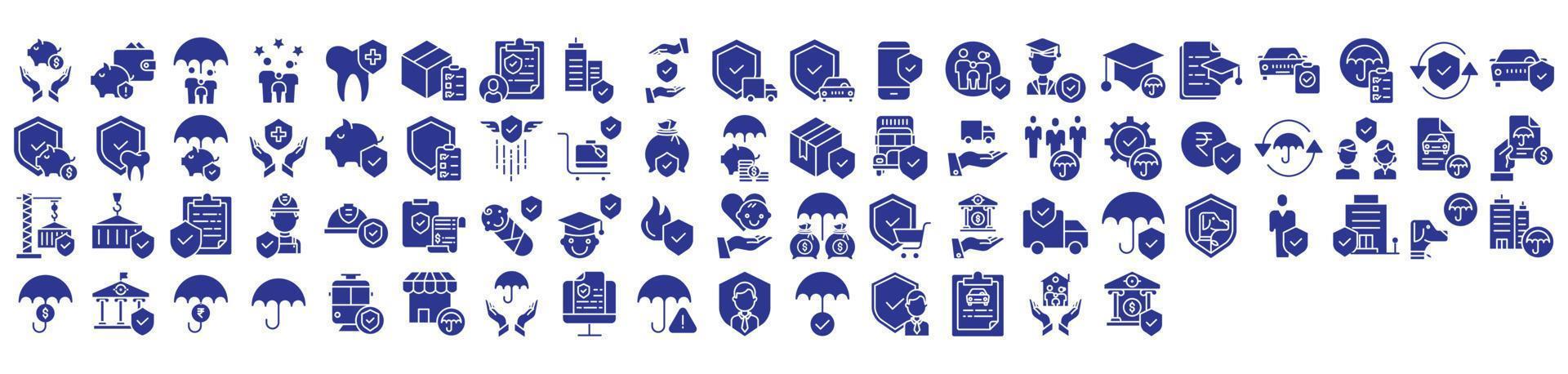 Collection of icons related to Insurance and risk management, including icons like Health insurance, protection, shield, Umbrella and more. vector illustrations, Pixel Perfect