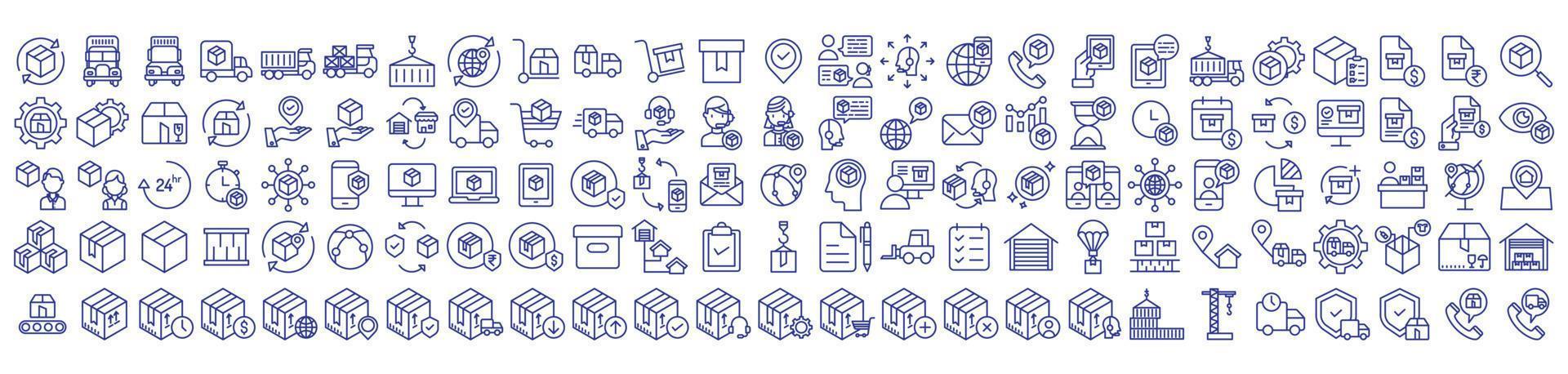 Collection of icons related to Logistics And Delivery, including icons like Package, Delivery Truck, shipping  and more. vector illustrations, Pixel Perfect