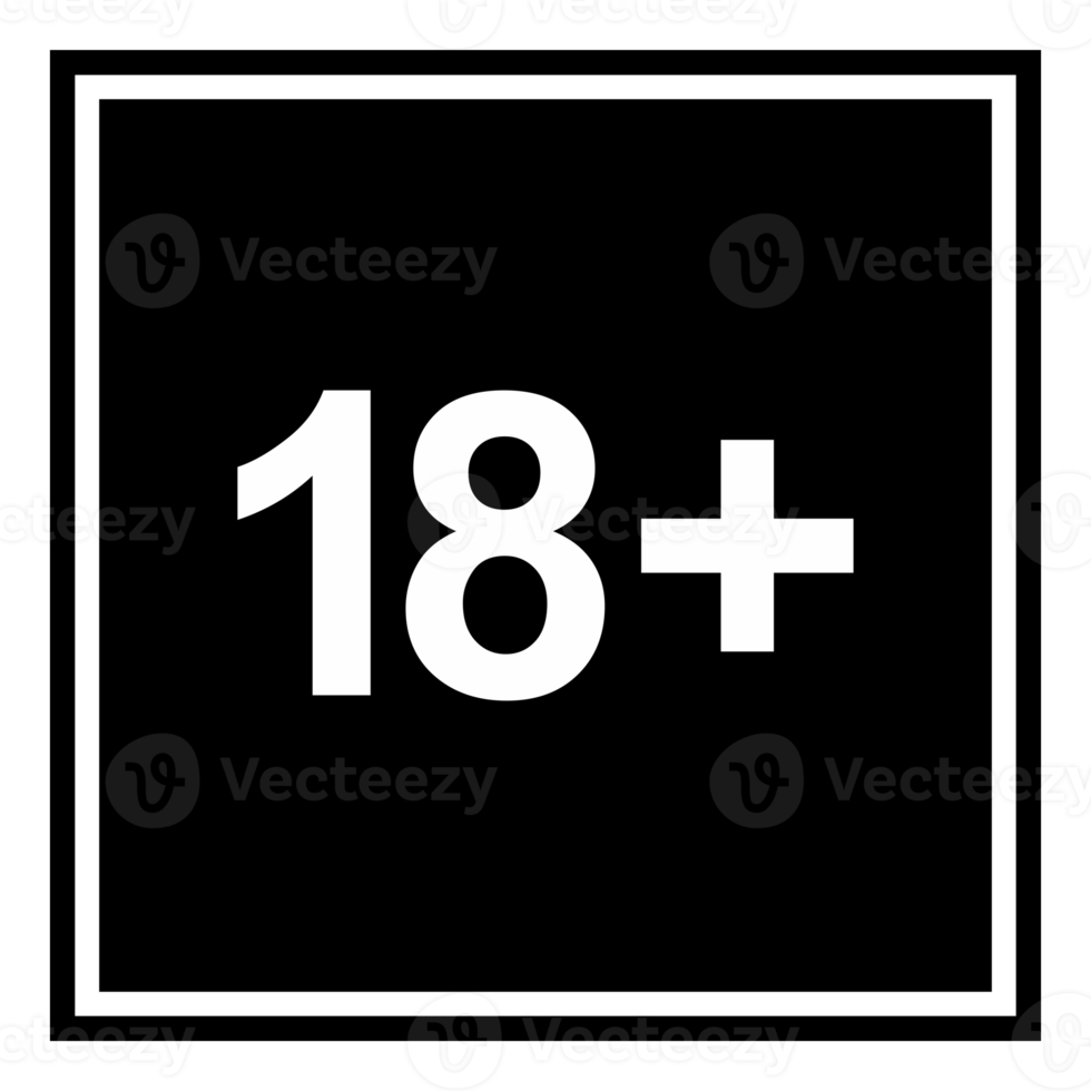 signe du symbole d'icône pour adultes seulement pour dix-huit plus 18 plus et vingt et un plus 21 ans et plus. formatpng png