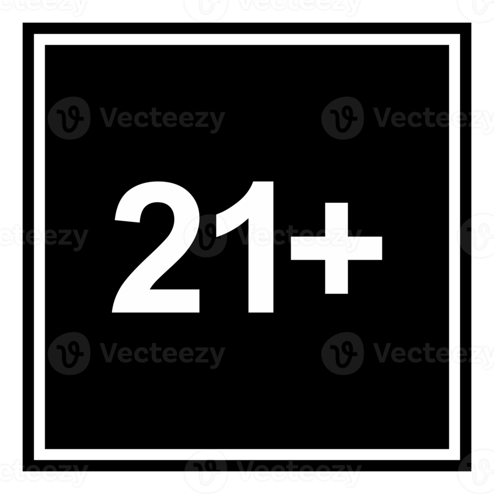signe du symbole d'icône pour adultes seulement pour dix-huit plus 18 plus et vingt et un plus 21 ans et plus. formatpng png