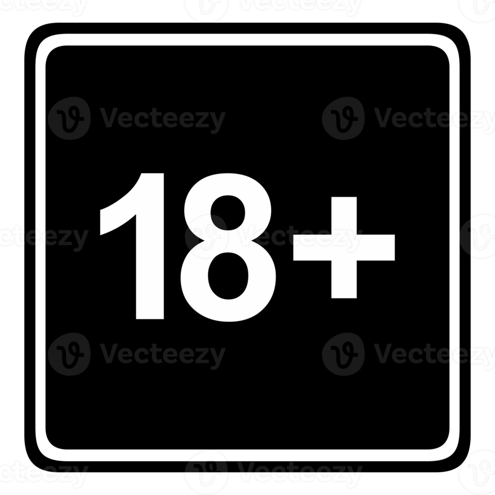 signe du symbole d'icône pour adultes seulement pour dix-huit plus 18 plus et vingt et un plus 21 ans et plus. formatpng png