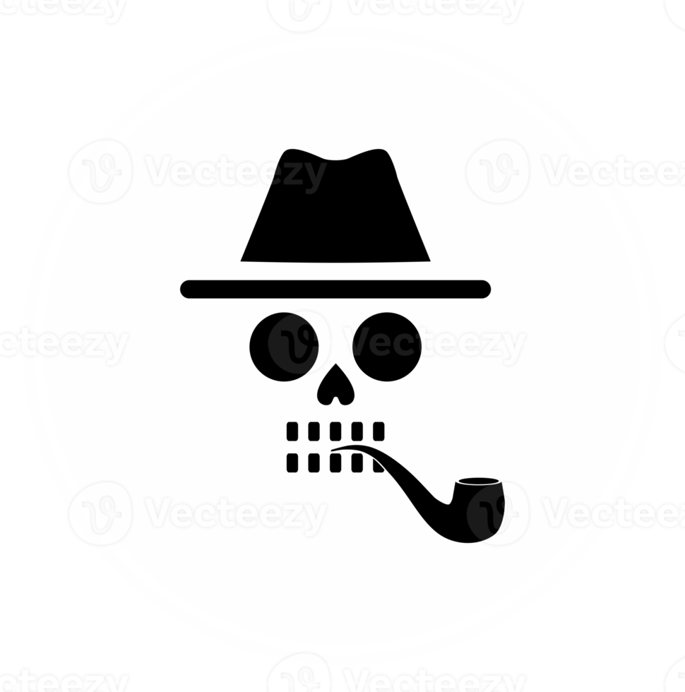 Incognito Skull with Tobacco Pipe Icon Symbol for Logo, Apps, Website, Art Illustration or Graphic Design Element. Format PNG