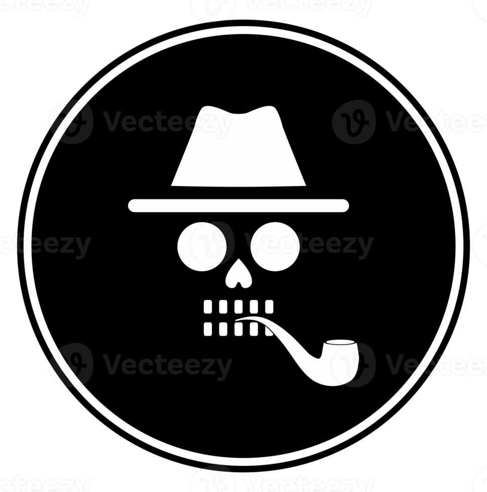 Incognito Skull with Tobacco Pipe Icon Symbol for Logo, Apps, Website, Art Illustration or Graphic Design Element. Format PNG