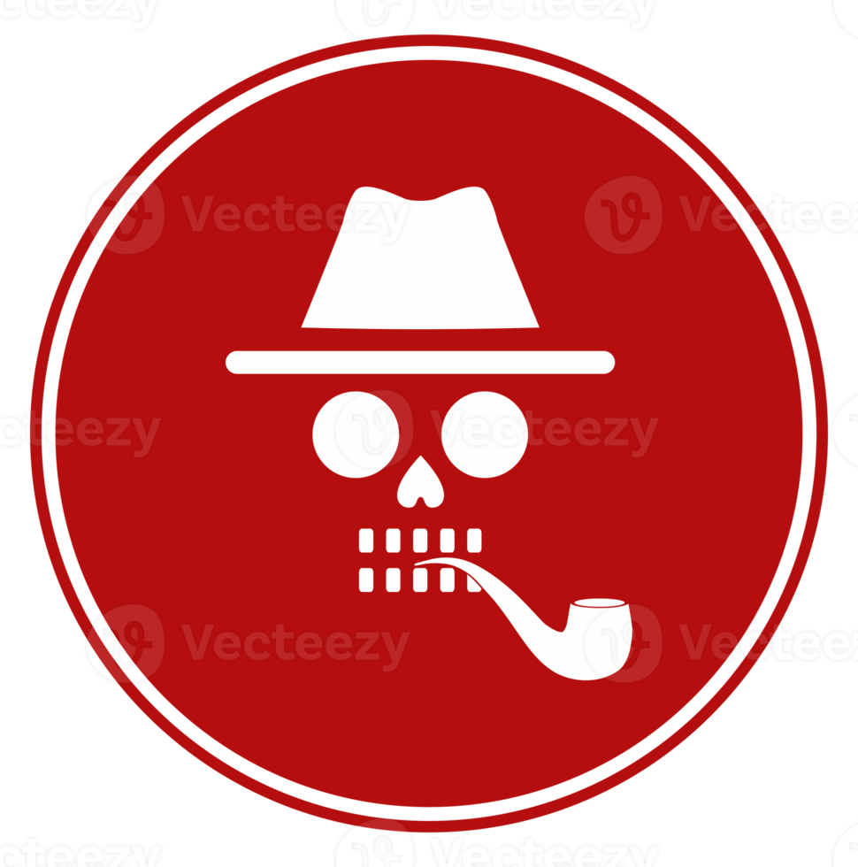 Incognito Skull with Tobacco Pipe Icon Symbol for Logo, Apps, Website, Art Illustration or Graphic Design Element. Format PNG