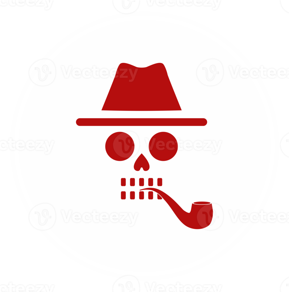 Incognito Skull with Tobacco Pipe Icon Symbol for Logo, Apps, Website, Art Illustration or Graphic Design Element. Format PNG