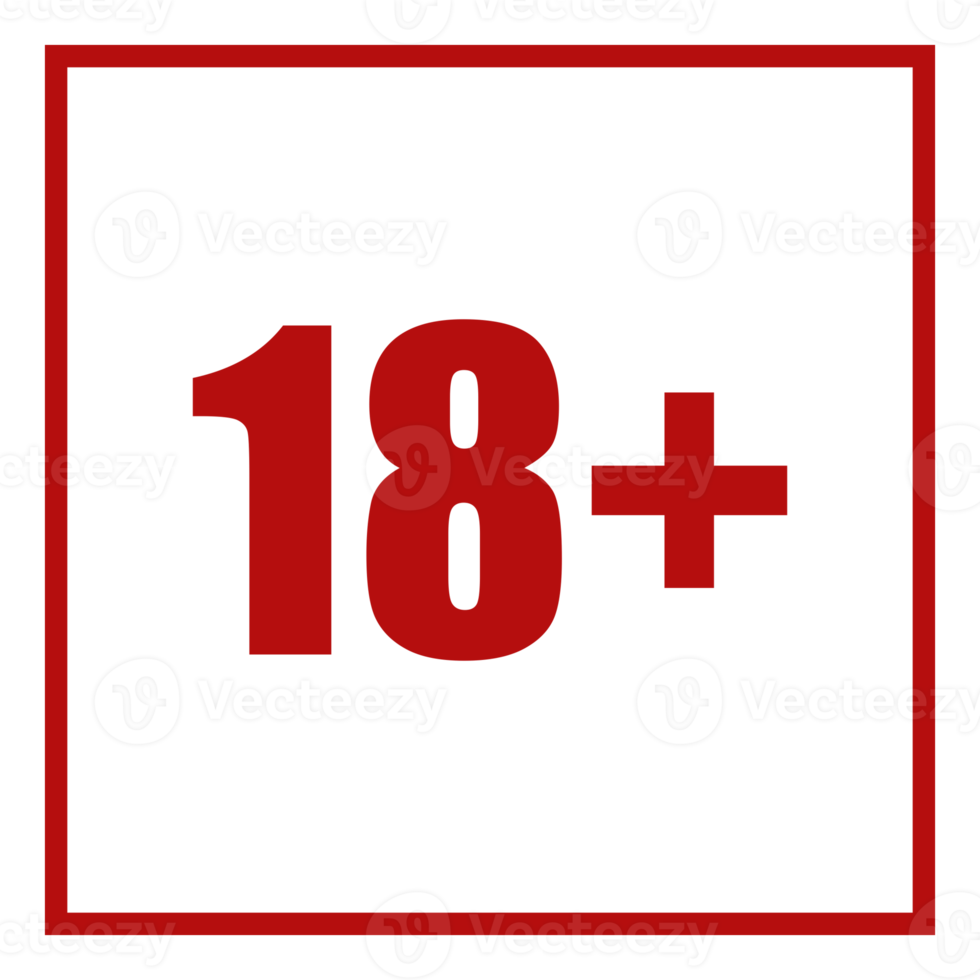 Zeichen des Symbols nur für Erwachsene für achtzehn plus 18 plus und einundzwanzig plus 21 plus Alter. PNG-Format png