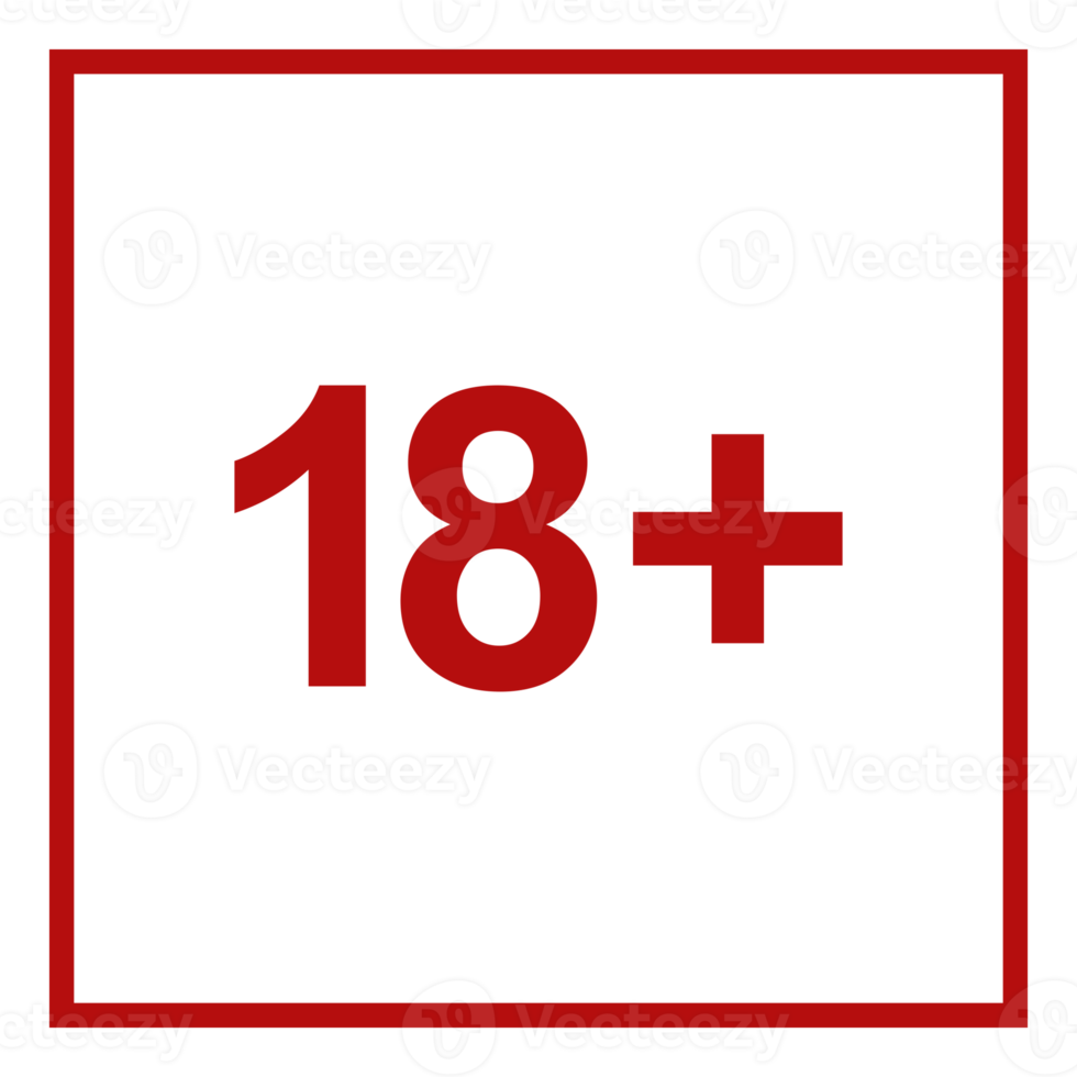 signe du symbole d'icône pour adultes seulement pour dix-huit plus 18 plus et vingt et un plus 21 ans et plus. formatpng png
