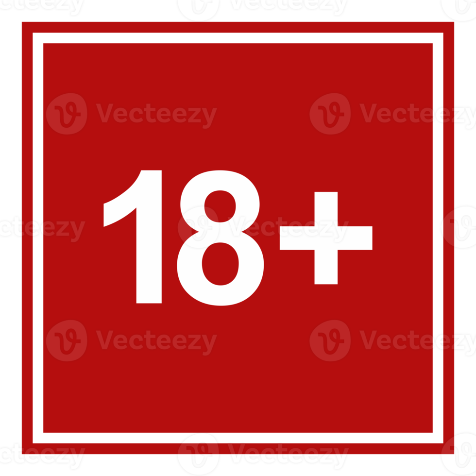 signe du symbole d'icône pour adultes seulement pour dix-huit plus 18 plus et vingt et un plus 21 ans et plus. formatpng png