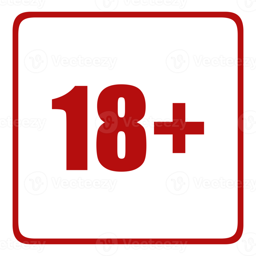 signe du symbole d'icône pour adultes seulement pour dix-huit plus 18 plus et vingt et un plus 21 ans et plus. formatpng png