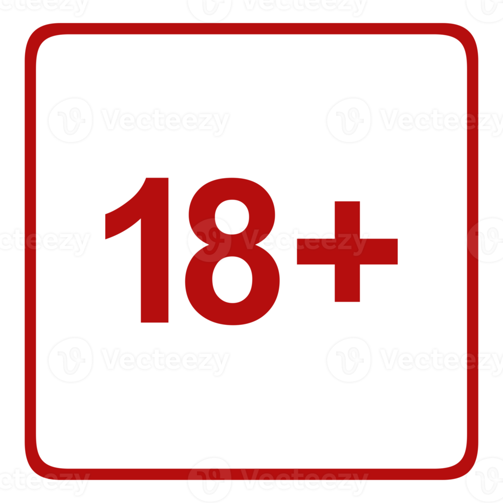 teken van volwassen enkel en alleen icoon symbool voor achttien plus 18 plus en twintig een plus 21 plus leeftijd. formaat PNG