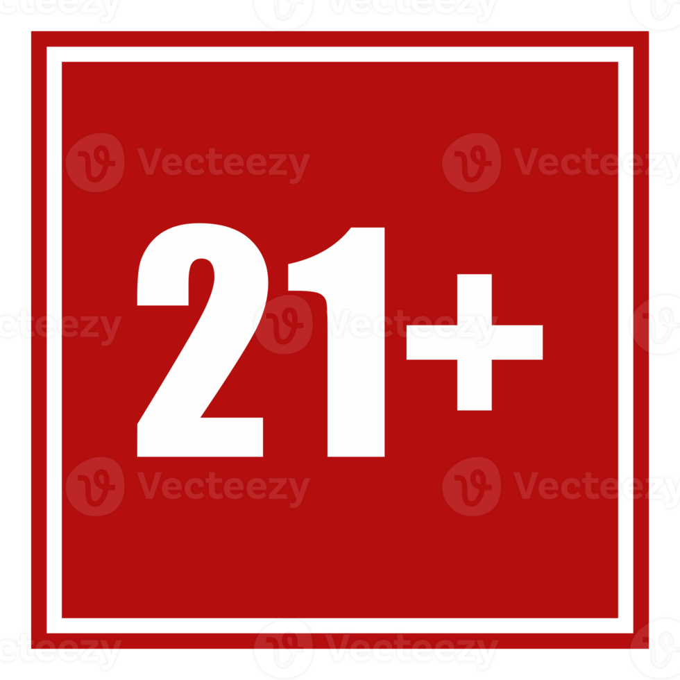 signe du symbole d'icône pour adultes seulement pour dix-huit plus 18 plus et vingt et un plus 21 ans et plus. formatpng png