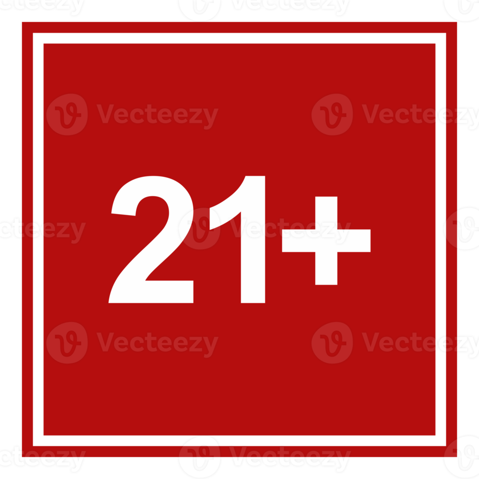 signe du symbole d'icône pour adultes seulement pour dix-huit plus 18 plus et vingt et un plus 21 ans et plus. formatpng png
