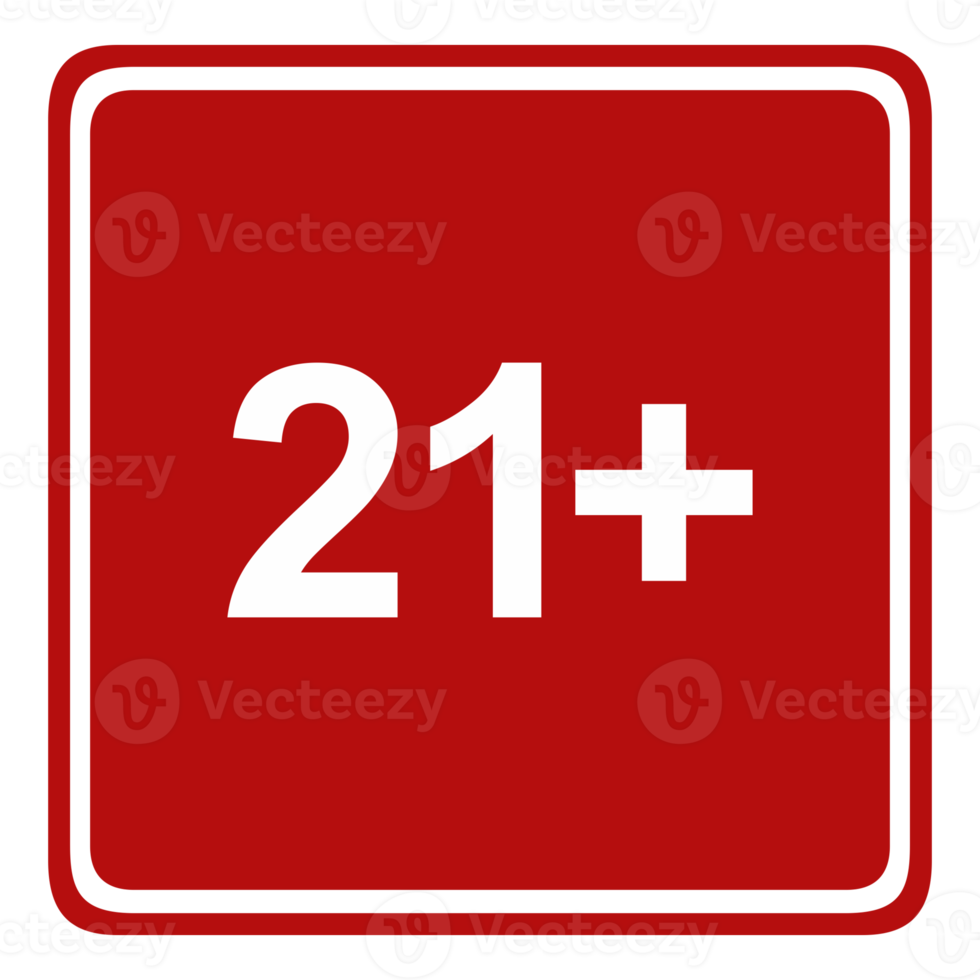 signe du symbole d'icône pour adultes seulement pour dix-huit plus 18 plus et vingt et un plus 21 ans et plus. formatpng png