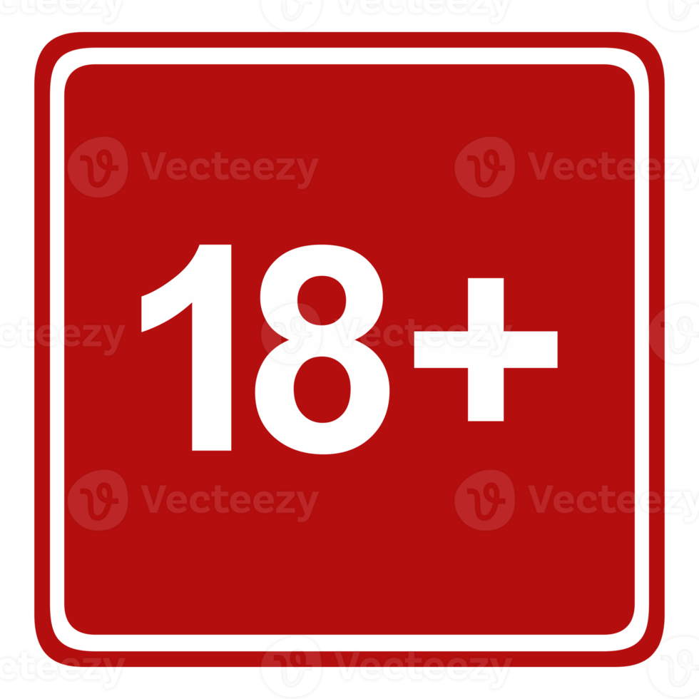 signe du symbole d'icône pour adultes seulement pour dix-huit plus 18 plus et vingt et un plus 21 ans et plus. formatpng png