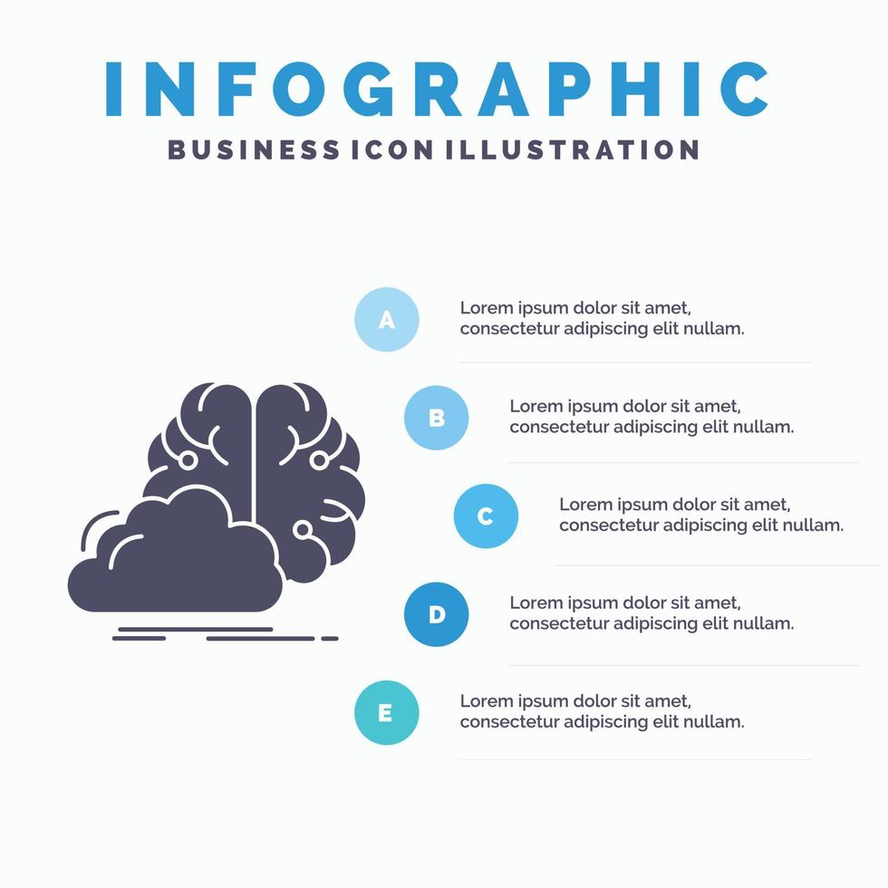 lluvia de ideas. creativo. ocurrencia. innovación. plantilla de infografía de inspiración para sitio web y presentación. icono de glifo gris con ilustración de vector de estilo infográfico azul.