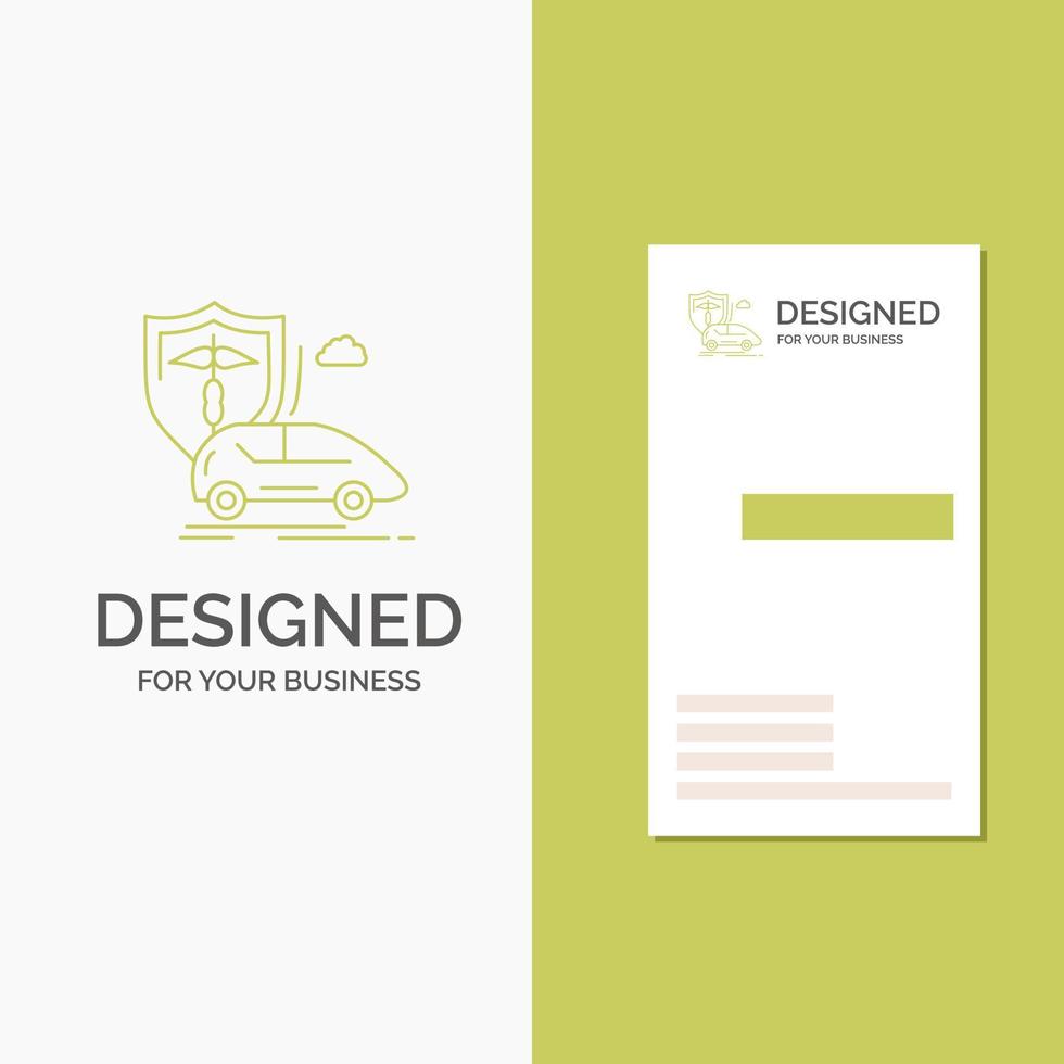 Business Logo for car. hand. insurance. transport. safety. Vertical Green Business .Visiting Card template. Creative background vector illustration