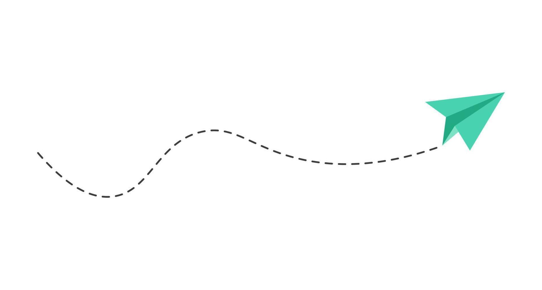 ruta de avión de papel de línea discontinua vector