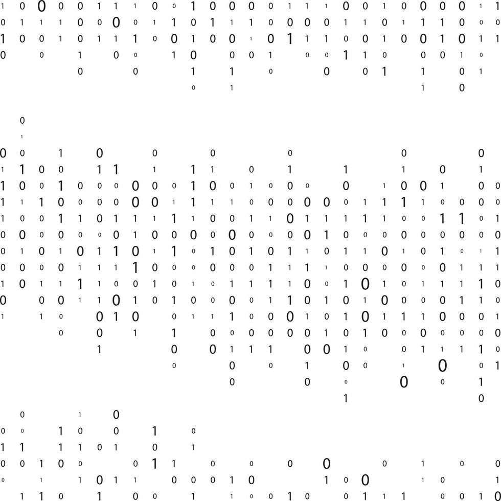 Binary code matrix. Black and white digital background with numbers on the screen. Data technologies. vector
