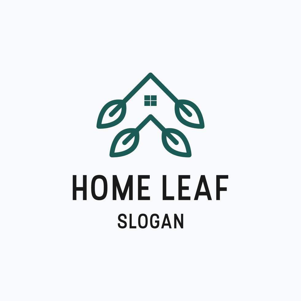 Home leaf logo icon flat design template vector