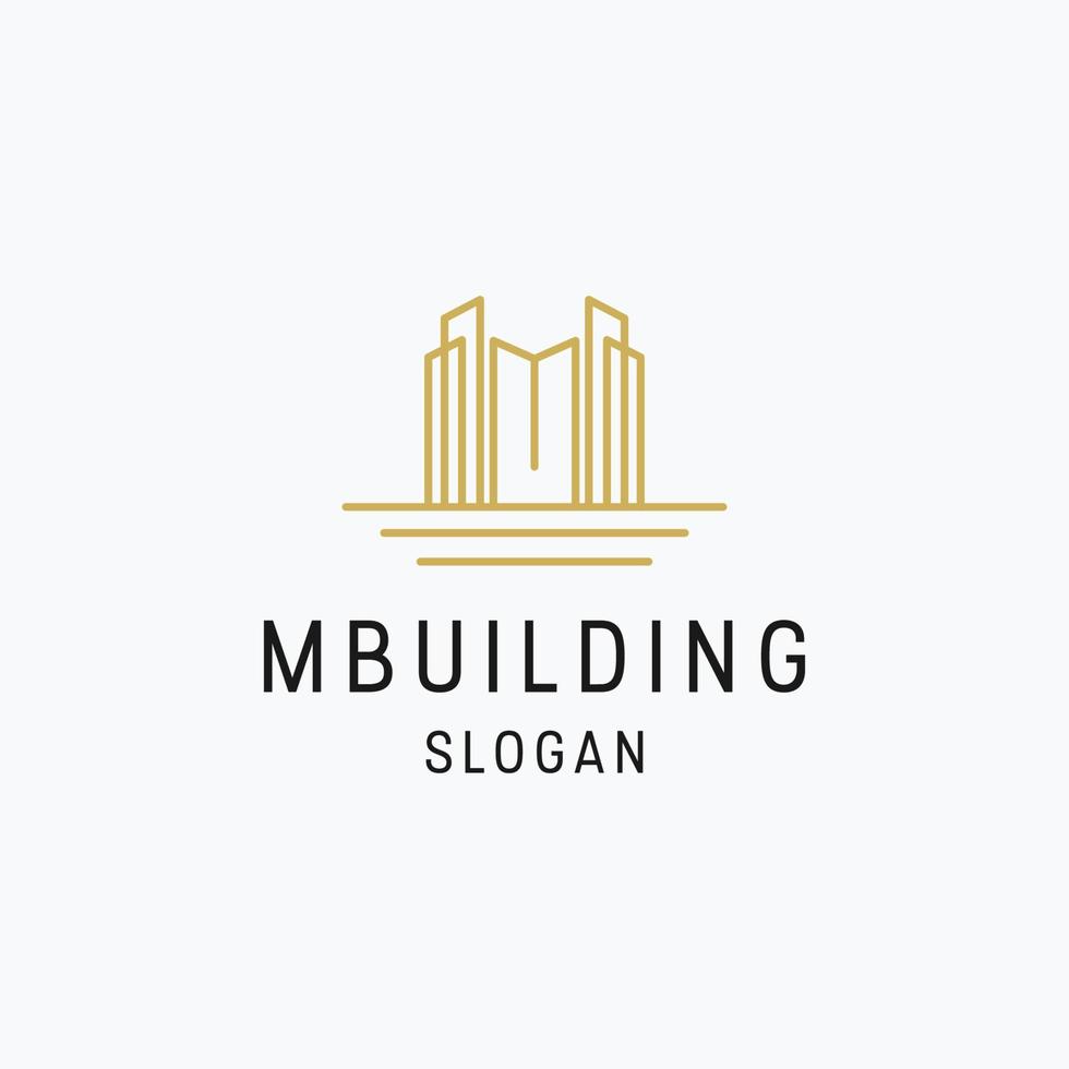 Letter m building logo icon flat design template vector