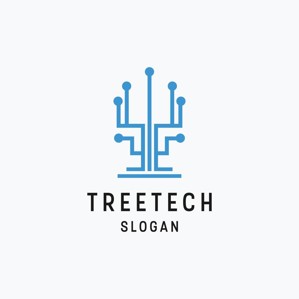 Tree tech logo icon flat design template vector