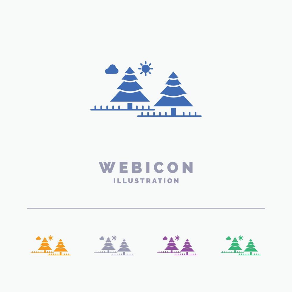 forest. camping. jungle. tree. pines 5 Color Glyph Web Icon Template isolated on white. Vector illustration