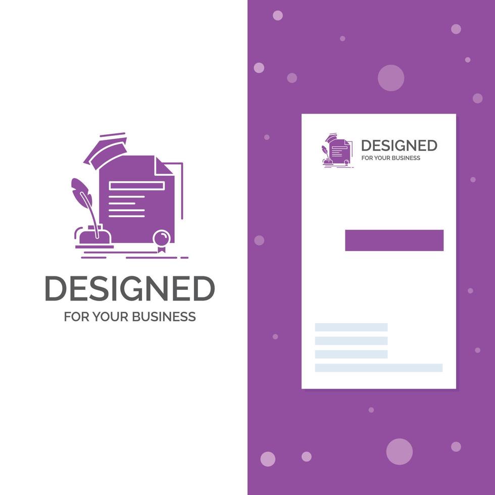 Business Logo for certificate. degree. education. award. agreement. Vertical Purple Business .Visiting Card template. Creative background vector illustration