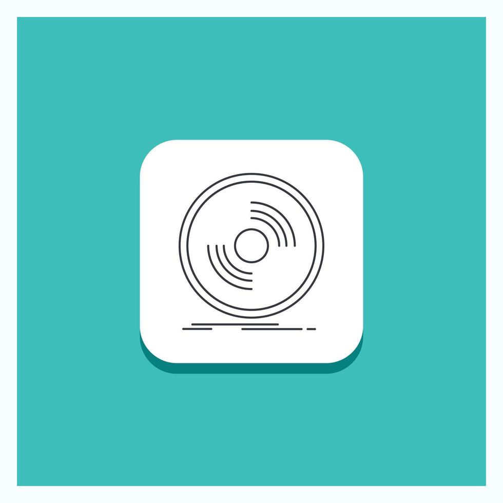 Round Button for Disc. dj. phonograph. record. vinyl Line icon Turquoise Background vector