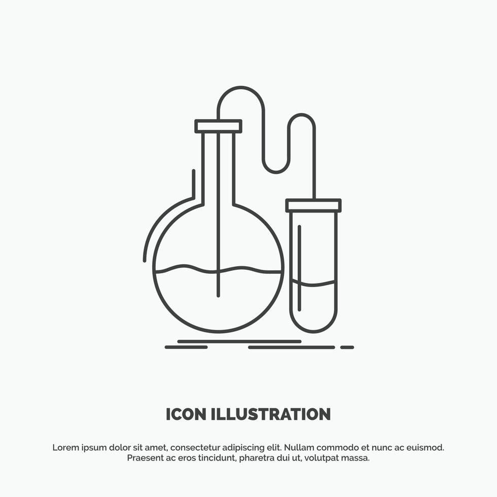 Analysis. chemistry. flask. research. test Icon. Line vector gray symbol for UI and UX. website or mobile application