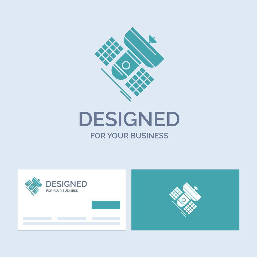 Broadcast. broadcasting. communication. satellite. telecommunication Business Logo Glyph Icon Symbol for your business. Turquoise Business Cards with Brand logo template. vector