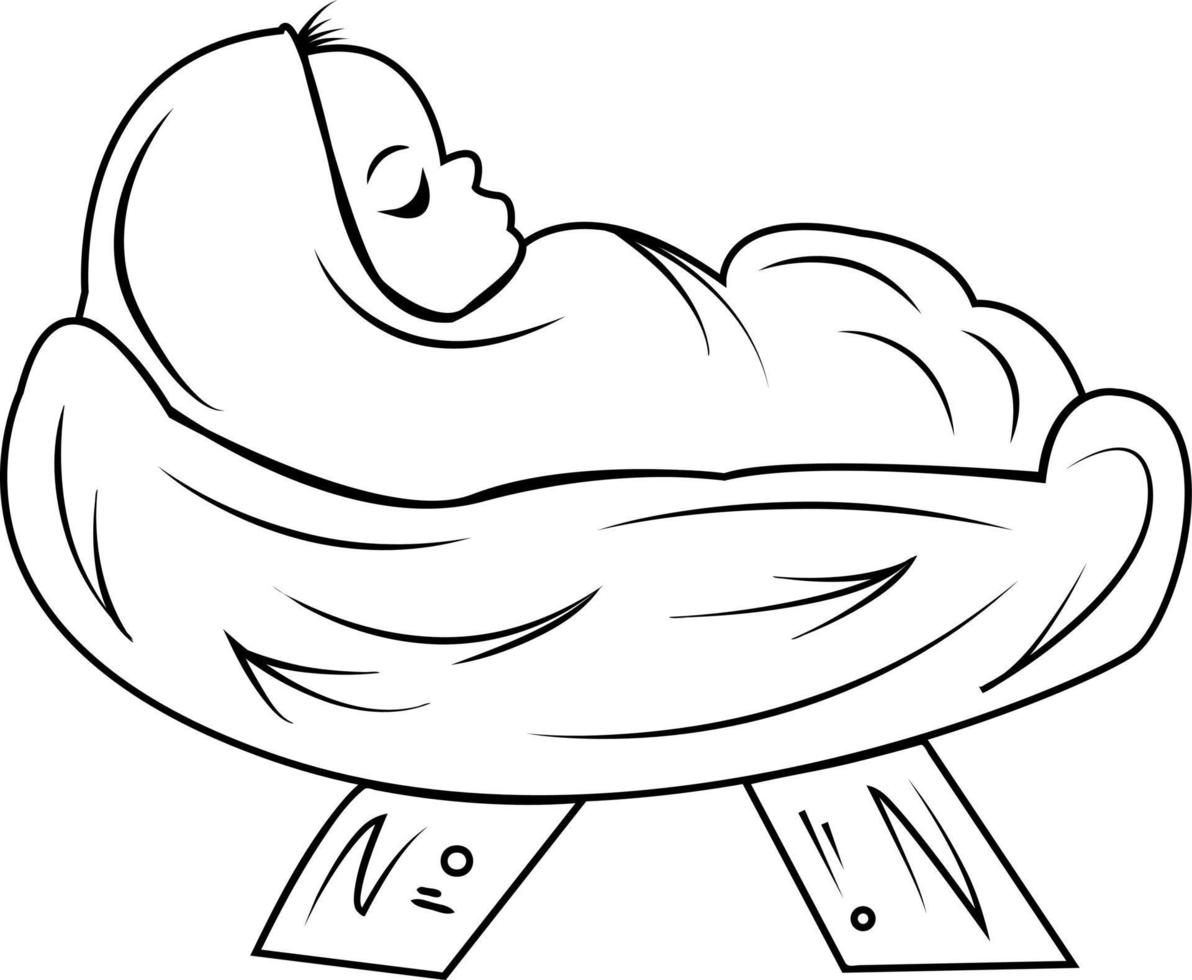 Christmas. Baby Jesus sleeps in the cradle. Religion, god, faith. New Year. vector