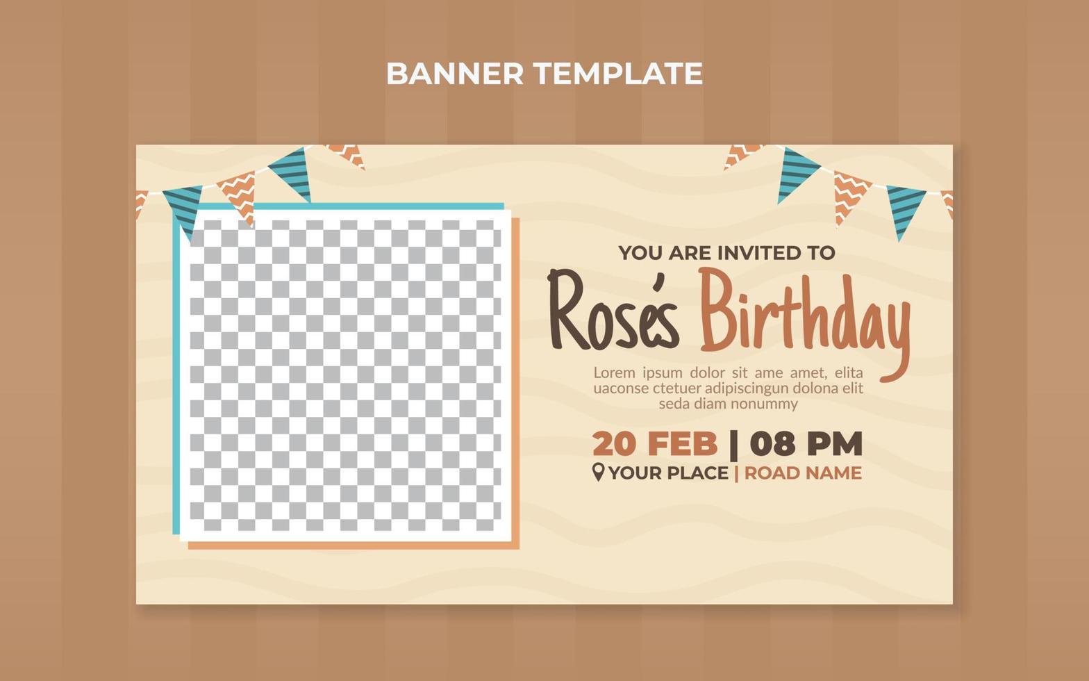 Birthday party invitation banner template. Suitable for birthday celebration and anniversary event vector