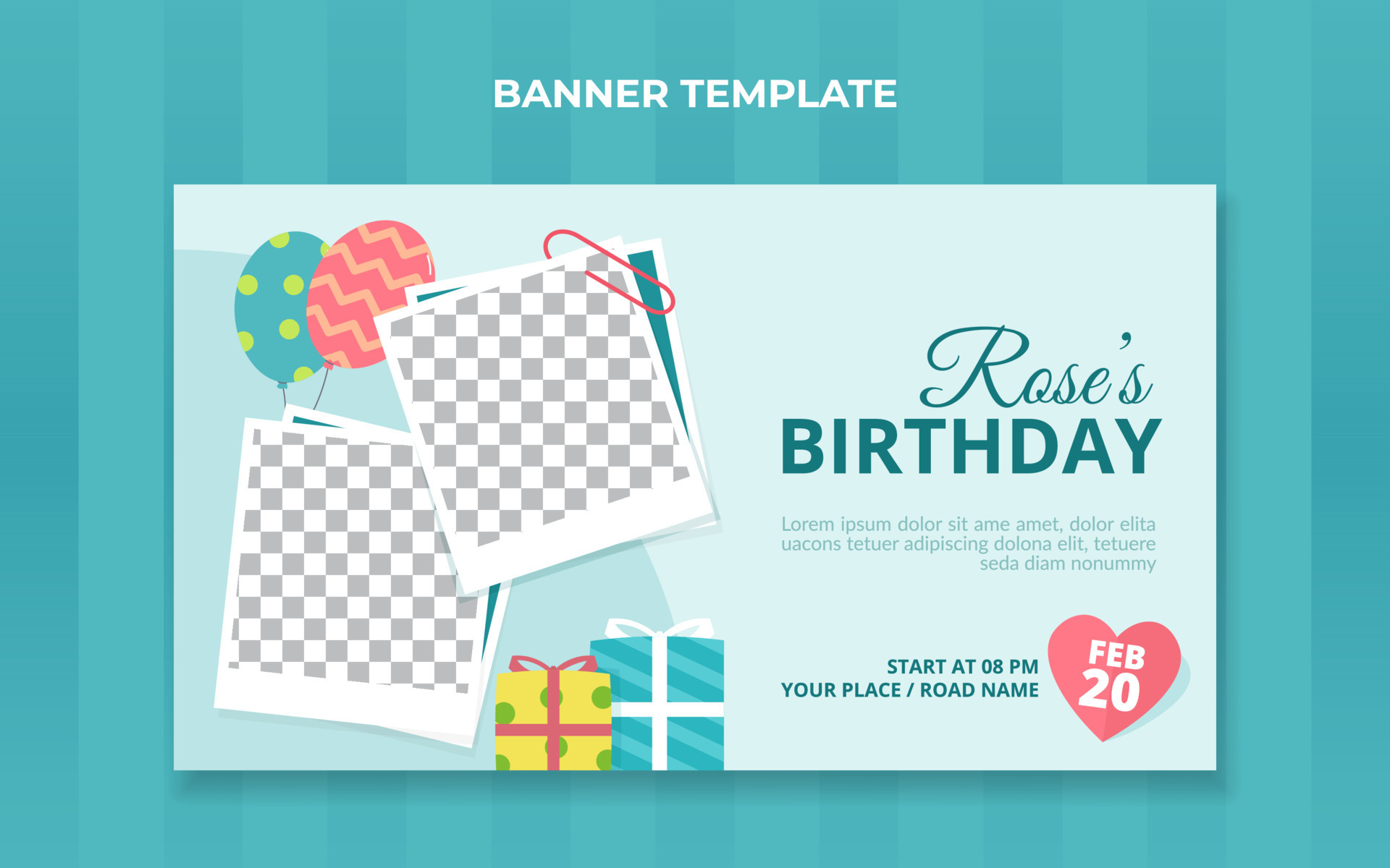 Birthday banner template. Suitable for birthday invitation and