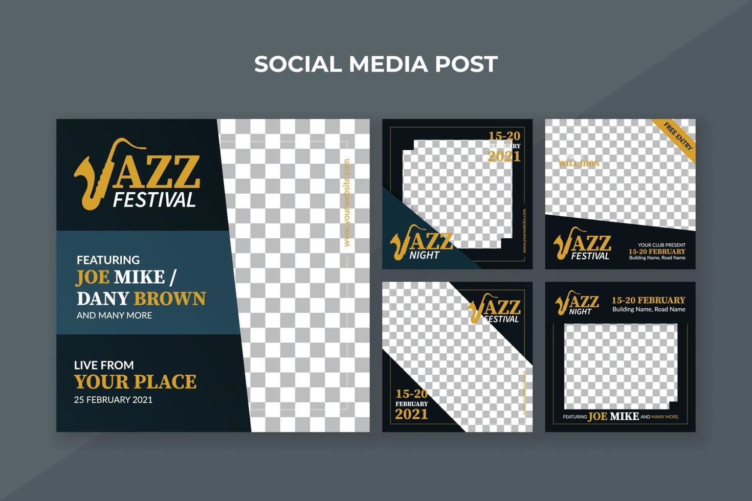 plantilla de publicación de redes sociales del festival de jazz vector