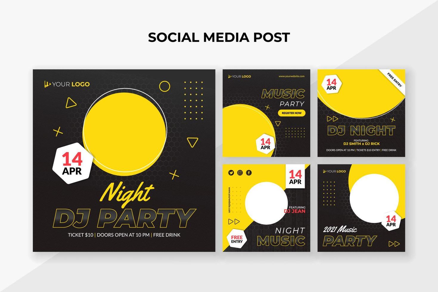 Night DJ party banner. Suitable for music event flyer, poster and social media post vector