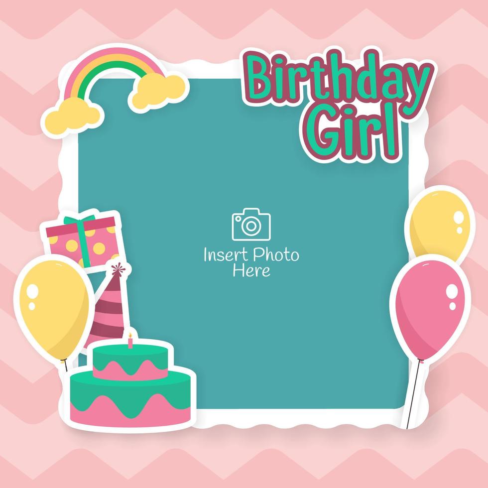 Picture frame for baby or kids birthday celebration vector