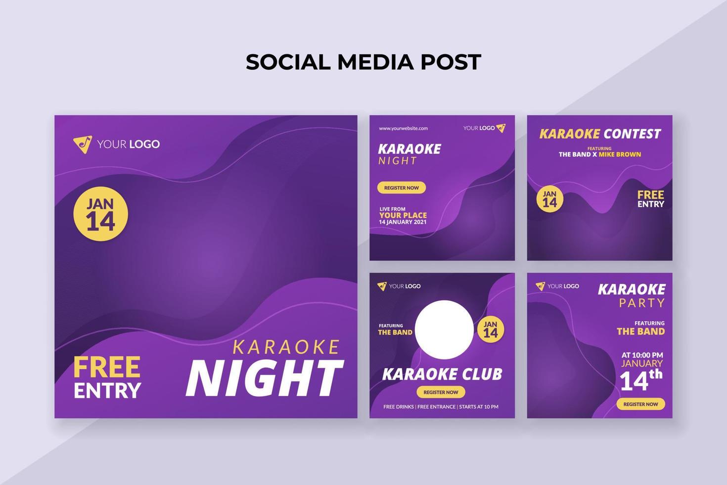 Karaoke night banner for social media post template vector