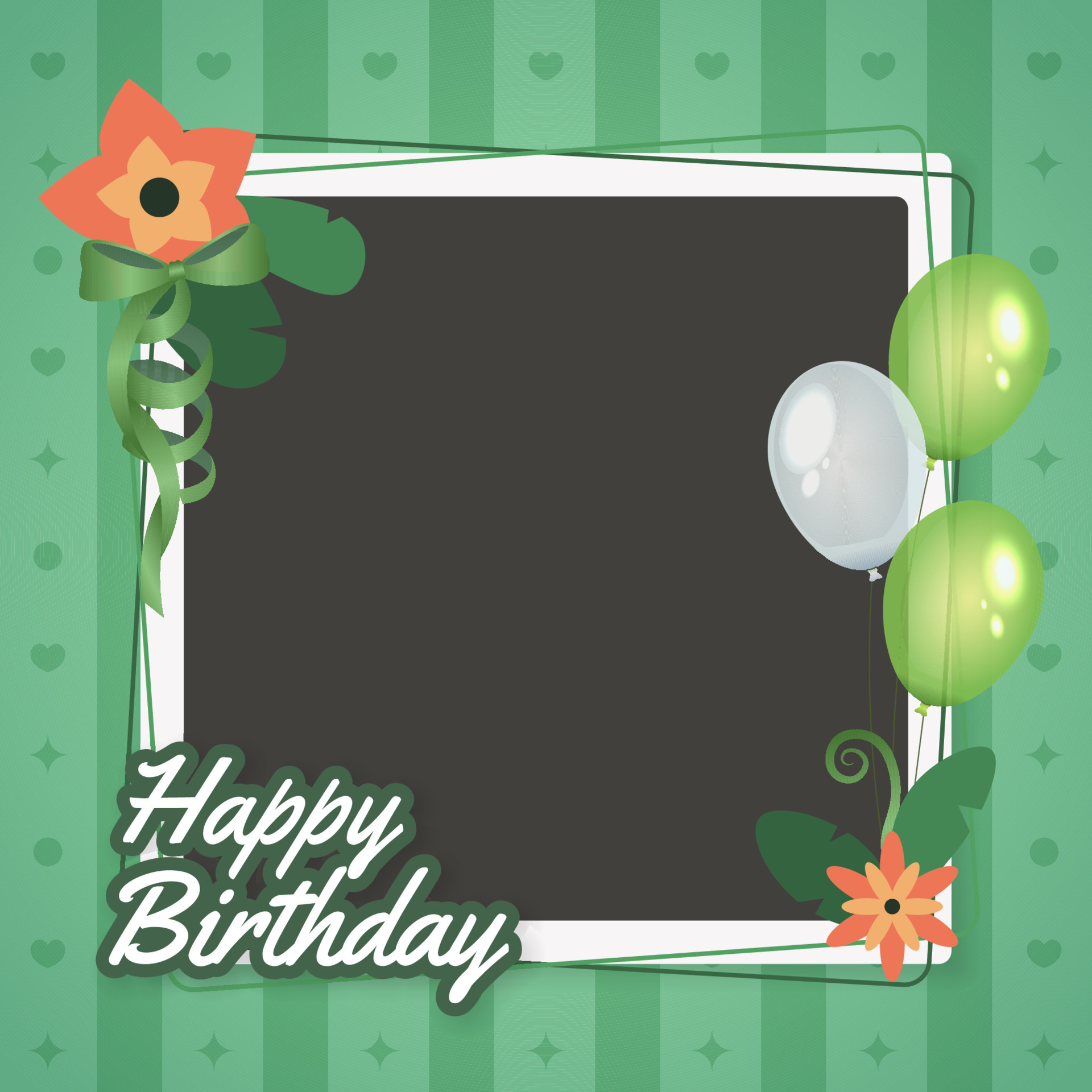 Happy birthday frame with balloons and flowers 12982907 Vector Art at ...