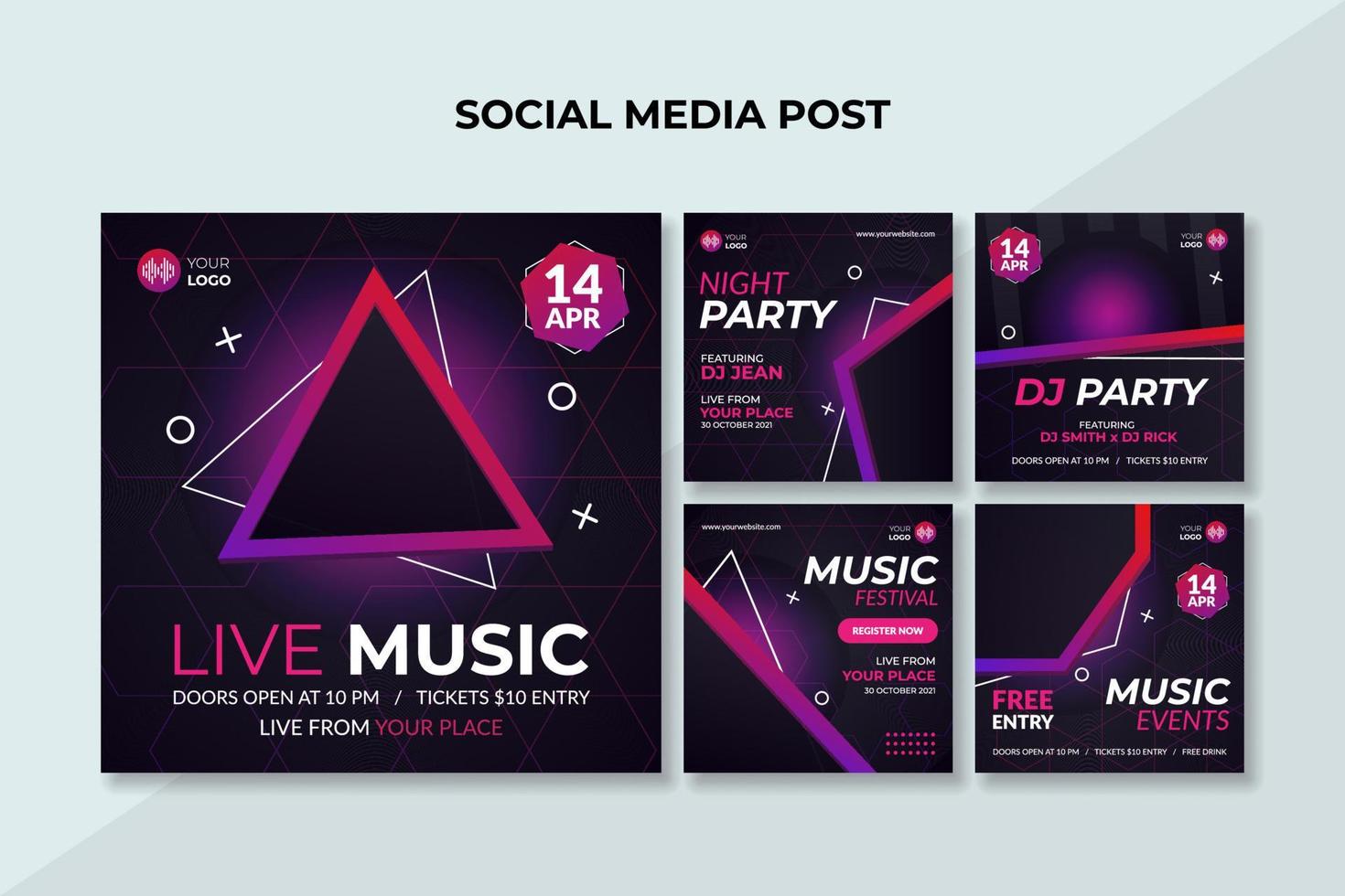 Live music social media post template vector