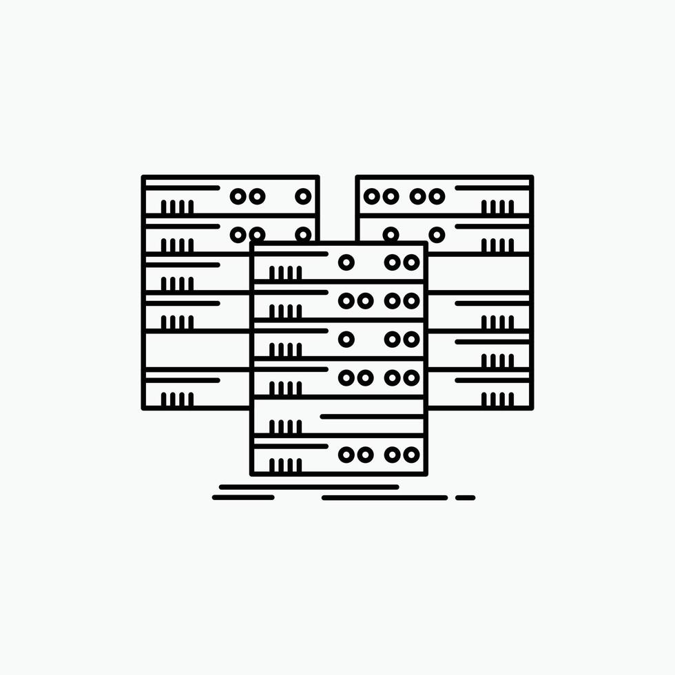 centro. centro. datos. base de datos. icono de línea de servidor. ilustración vectorial aislada vector