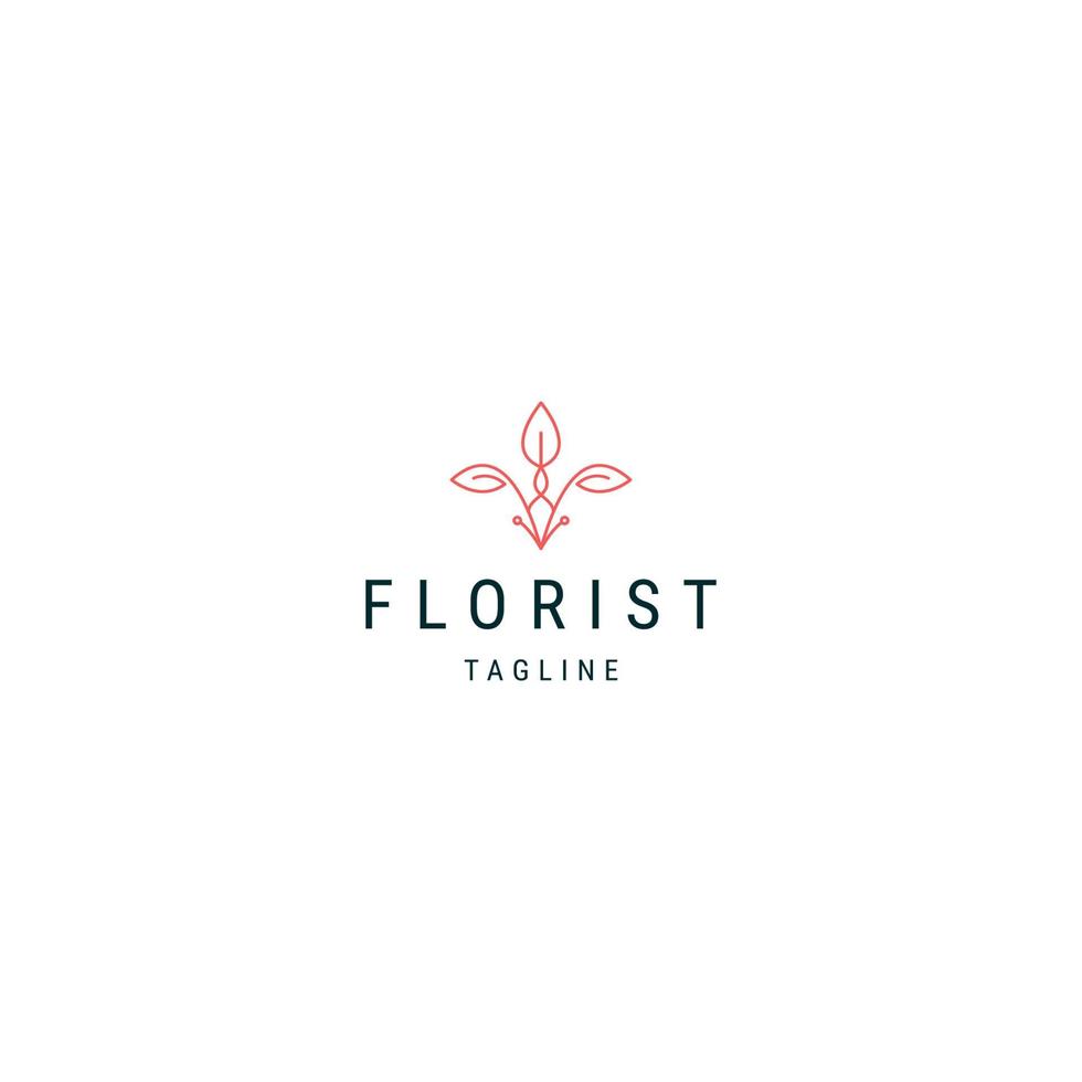 Lotus flower line logo icon design template flat vector illustration