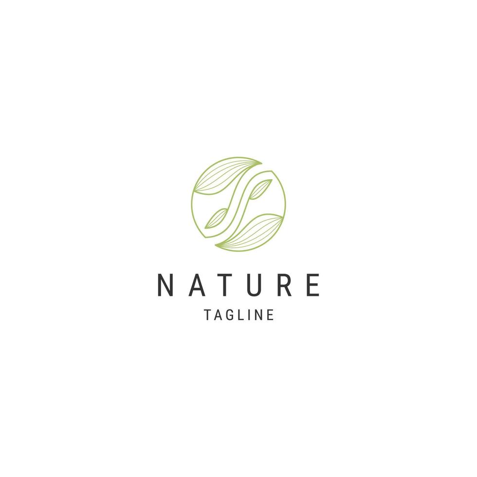 Nature flower line logo icon design template flat vector illustration