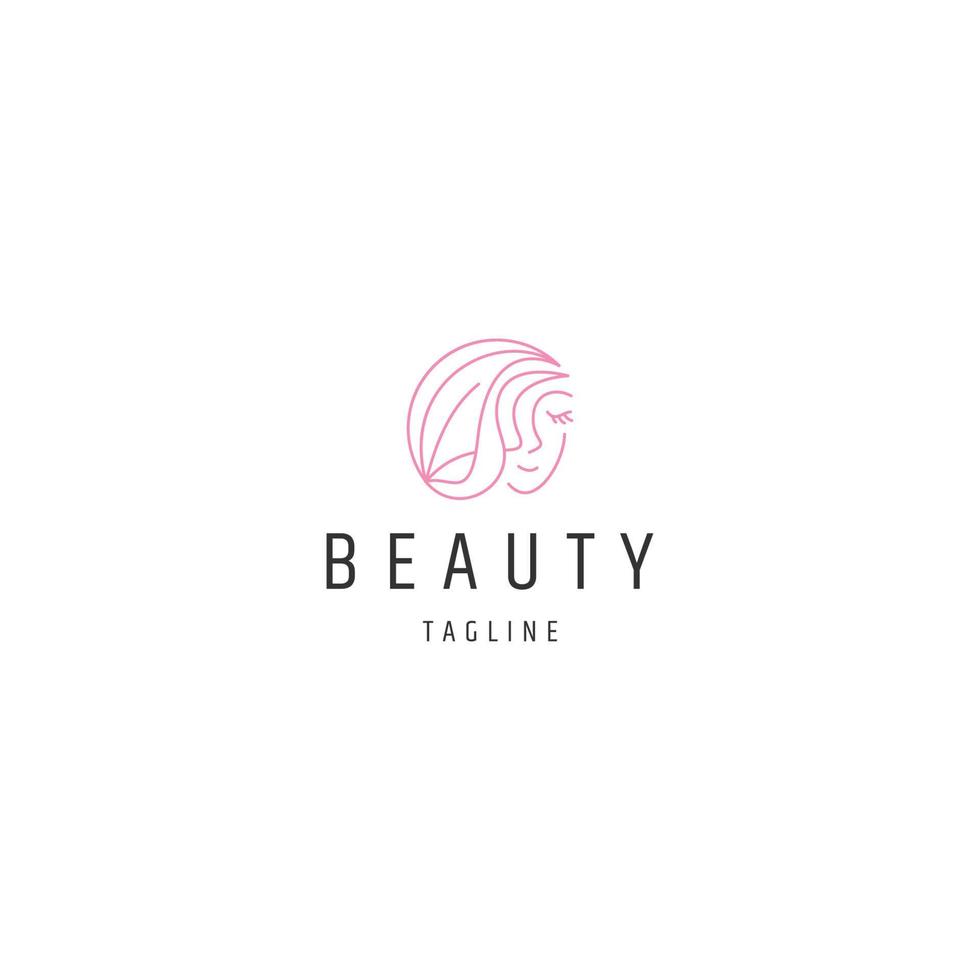 Woman beauty line logo icon design template vector