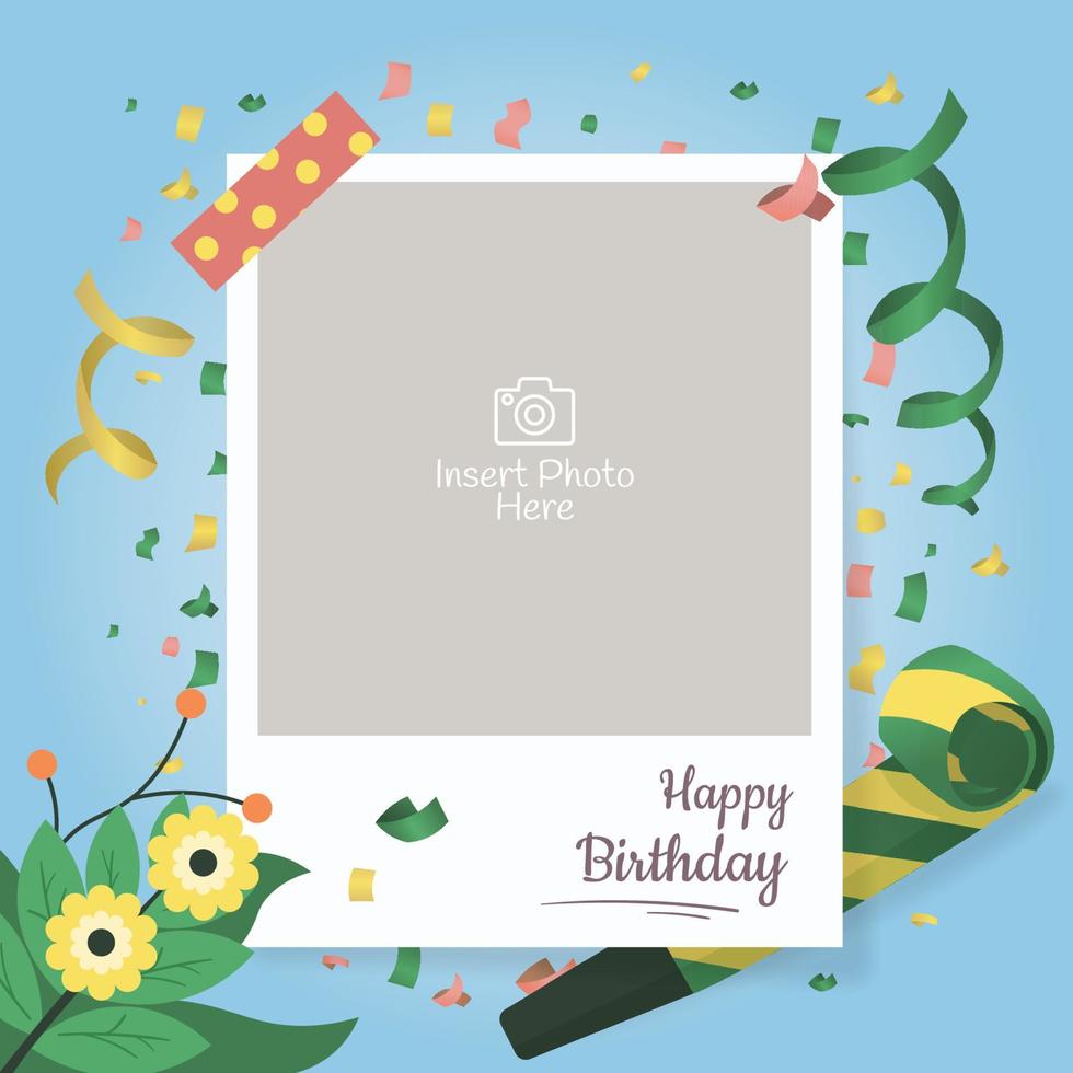 Empty photo frame for birthday celebration vector