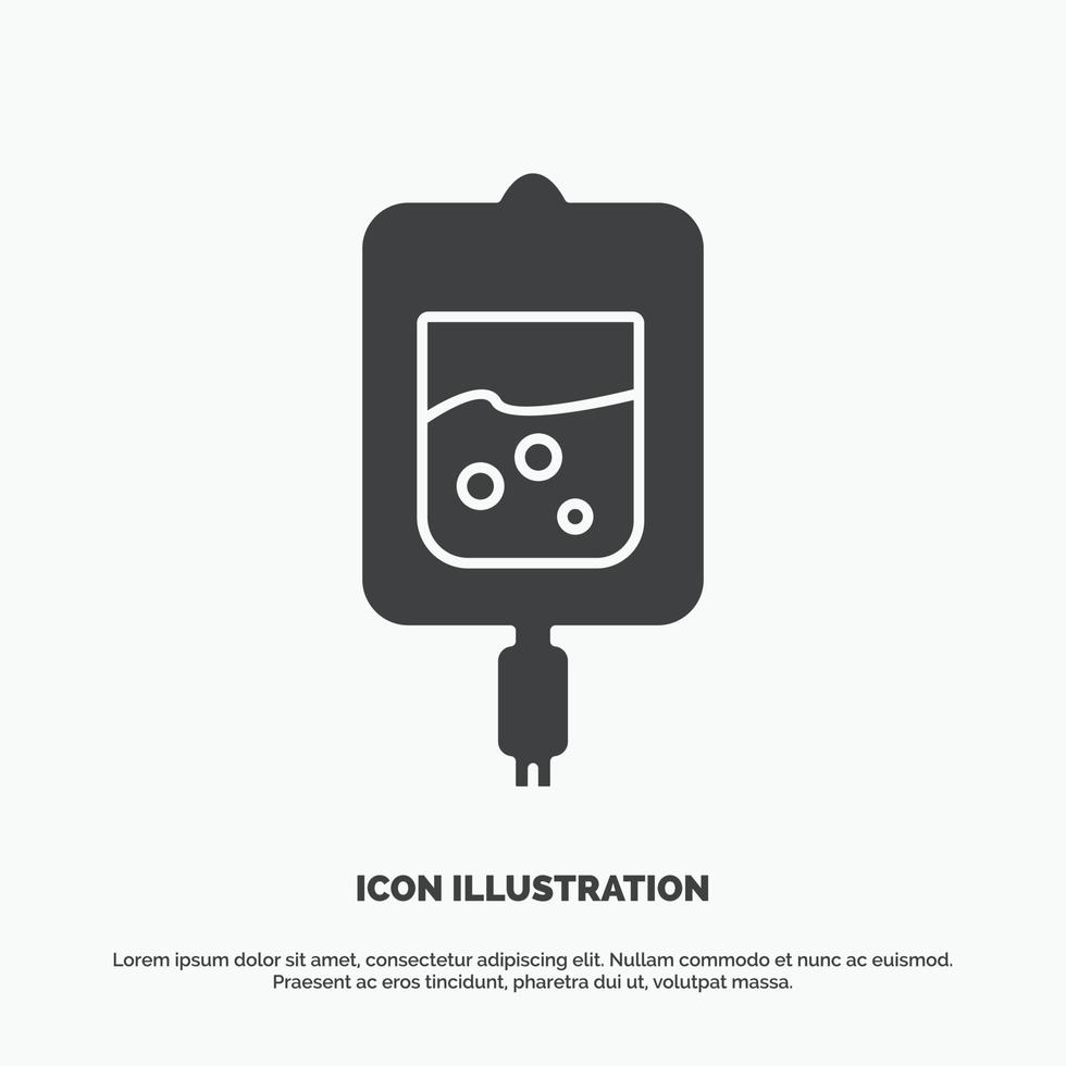 sangre. prueba. prueba de azúcar icono de muestras. símbolo gris vectorial de glifo para ui y ux. sitio web o aplicación móvil vector