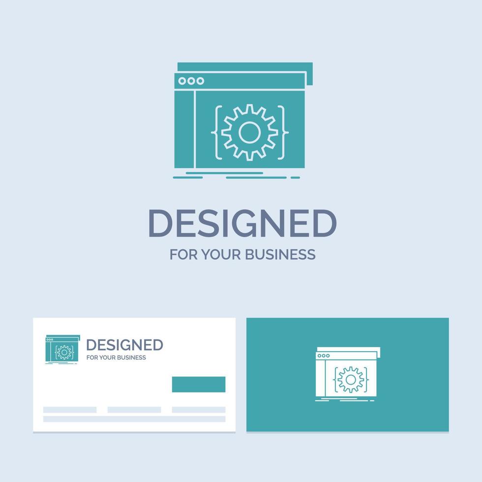 Api. app. coding. developer. software Business Logo Glyph Icon Symbol for your business. Turquoise Business Cards with Brand logo template. vector