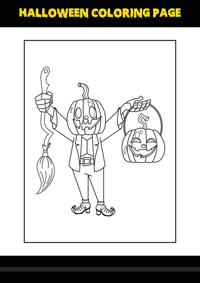 Halloween coloring page for kids. Line art coloring page design for kids. vector