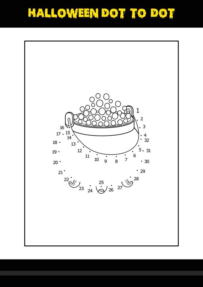 Halloween dot to dot coloring page for kids. Line art coloring page design for kids. vector