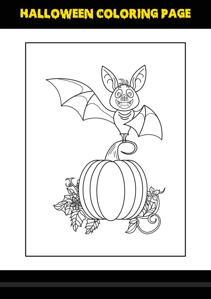 Halloween coloring page for kids. Line art coloring page design for kids. vector